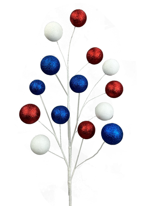 28" Red, White, and Blue Gum Ball Spray 14 Stems 74233RWB