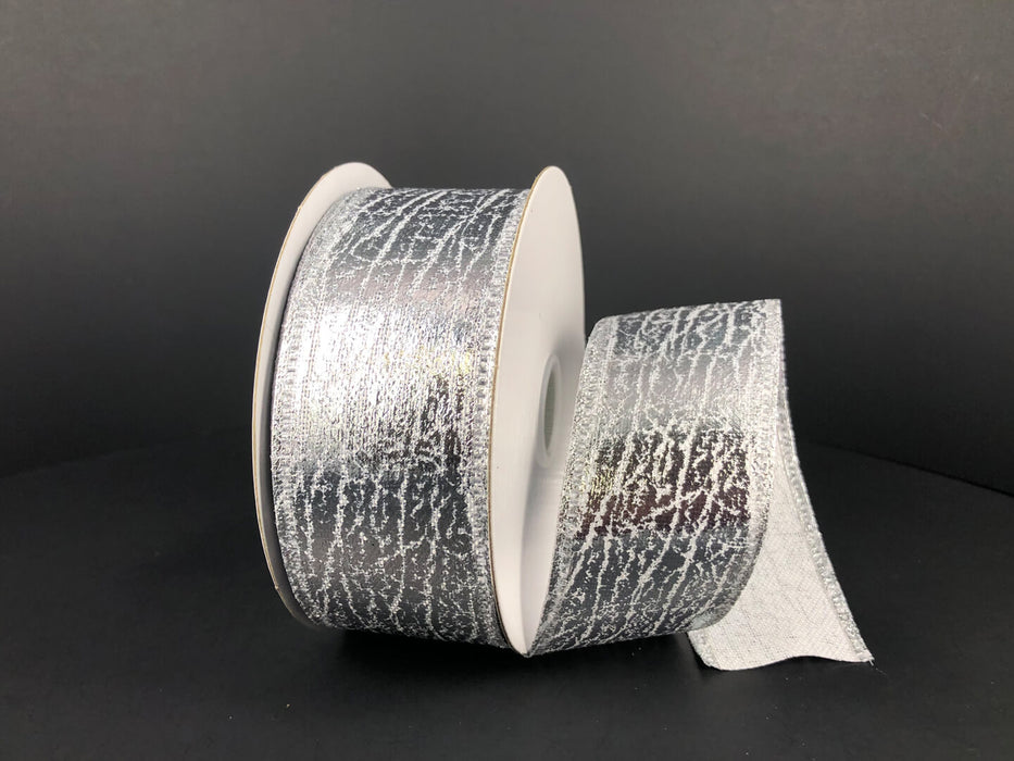 1.5"X10Y Silver Crackle Lame Ribbon 75206-09-16