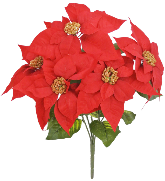 20" Red Poinsettia Bush with 5 Stems 81991-RD