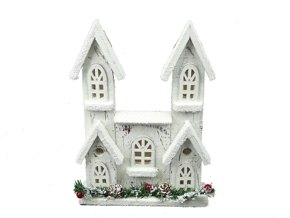 12" White House with 10 LED Lights 84014WT