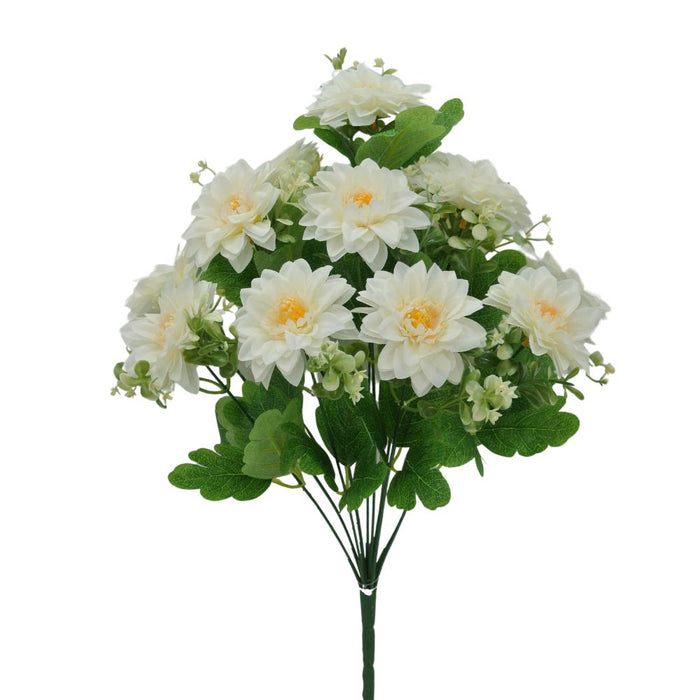 18.5" White Dahlia Bush with 12 Stems 84201-Wt