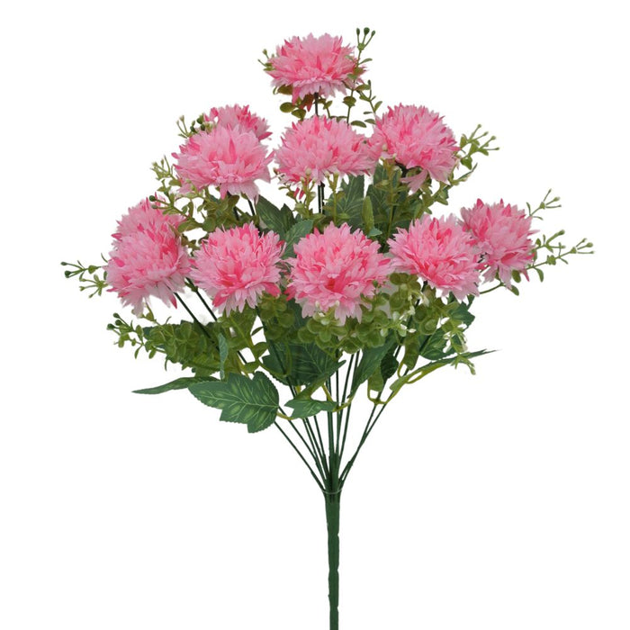 19" Dark Pink Pom Pom Bush with 12 Stems 84202-DkPk