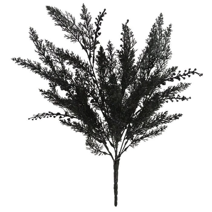 black cypress bush with glitter