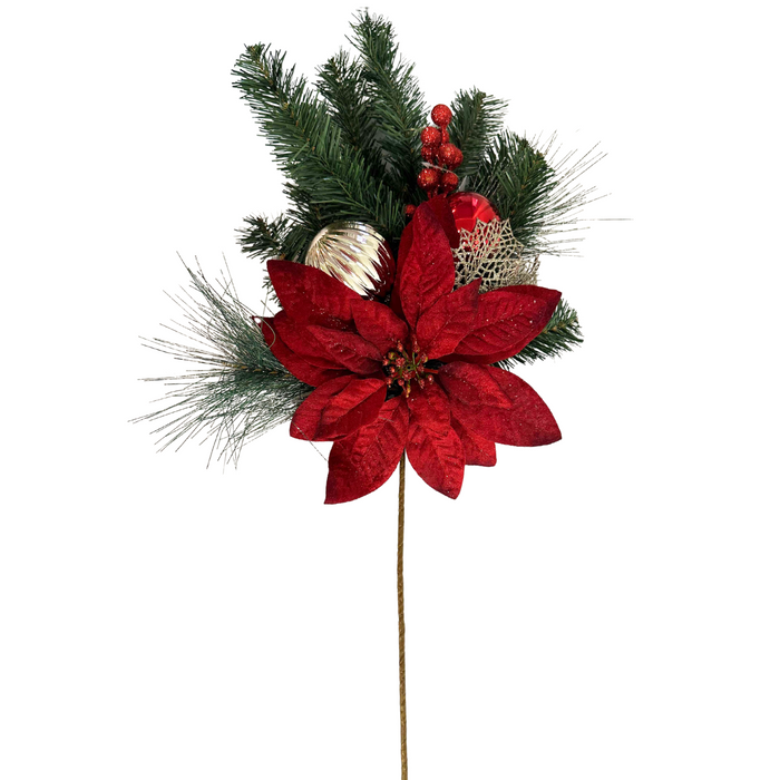 30 In Poinsettia Pinecone Ball 84707