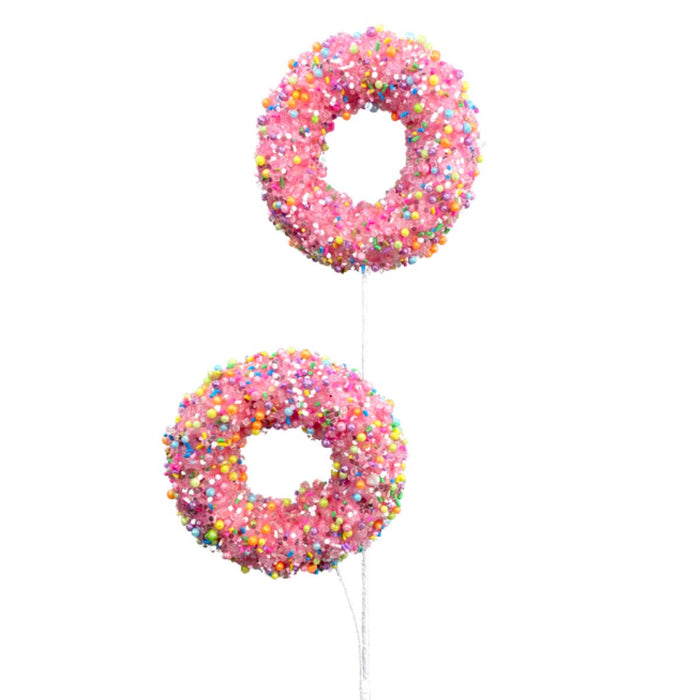 pink donut with sprinkles pick