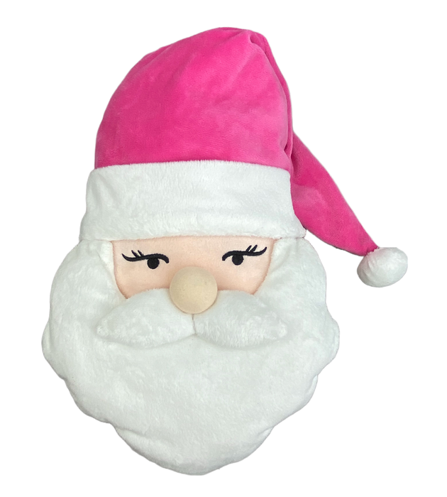 15" by 9" by 4" Pink Plush Santa Head 85683PK