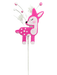 The 24" by 6" Hot Pink Deer Spray 85775BT features a vivid hot pink felt reindeer with white spots on a stick, exuding its charming appeal. It is adorned with white snowflake and berry decorations, crafting a festive and whimsical atmosphere against the plain backdrop.