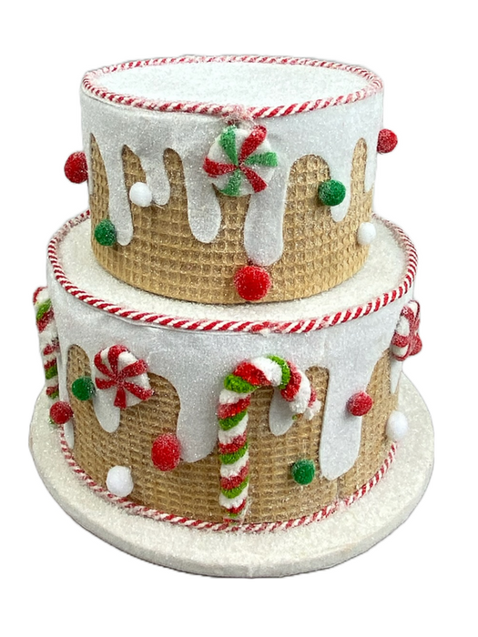 8" by 9" Red White and Green Two Tier Cake 85787RDWTGN