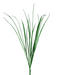 A digital artwork features the 32" Green Glitter Sword Grass Spray (product code 86010GN) with a stylized flower boasting multicolored abstract petals in shades of red, blue, and yellow. The glittering green stems, reminiscent of sword grass, extend upwards against a dark, artistic background.