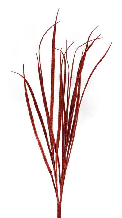 A 32-inch spray of slender, dark red branches with a few subtle twists and bends set against a plain background. These leafless branches resemble the natural, textured appearance of the 32" Red Glitter Sword Grass Spray (Product Code: 86010RD).