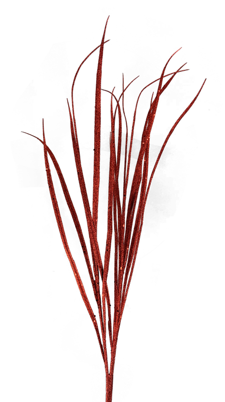 A 32-inch spray of slender, dark red branches with a few subtle twists and bends set against a plain background. These leafless branches resemble the natural, textured appearance of the 32" Red Glitter Sword Grass Spray (Product Code: 86010RD).