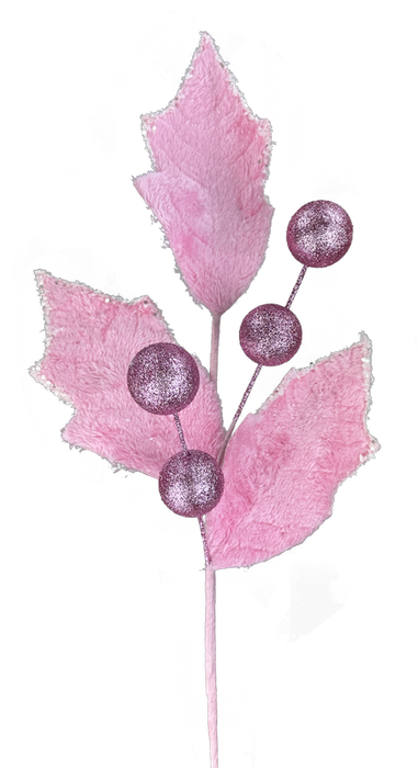 28" Pink Holly Leaves Ball Spray 86031PK