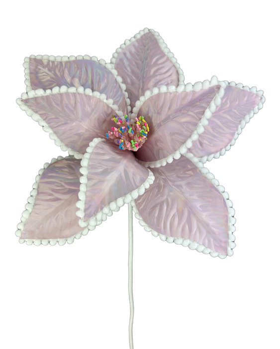 24" by 10" Pink Iridescent Poinsettia Stem 86057PK