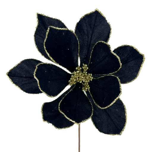 navy velvet poinsettia with gold glitter edge and center