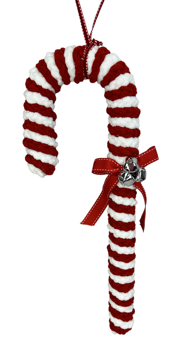 18" by 6" by 2" Red and White Yarn Peppermint Stick Ornament 86084RDWT