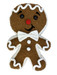 The 12" by 8" by 2" Brown Plush Gingerbread with Bow (86133BN) features a delightful red nose, button eyes in black, and an adorable white bow. Its brown textured fabric is adorned with icing accents and finished with white trim along the edges.