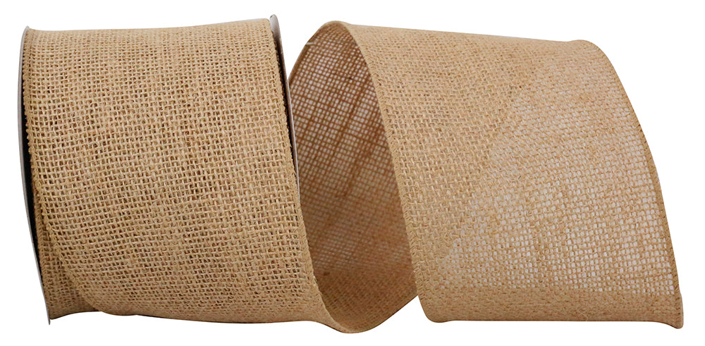 4" by 10 Yard Natural Burlap Glow Wired Edge Ribbon 90457W-750-10F