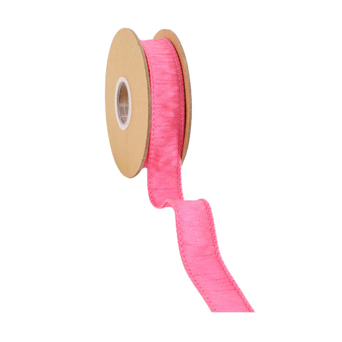 1" Pink Dupioni Wired Ribbon 9100W-156-25E