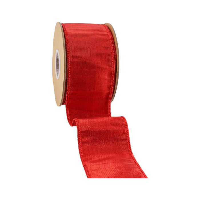 2.5" Red Metallic Dupioni Ribbon 9101W-250-63E