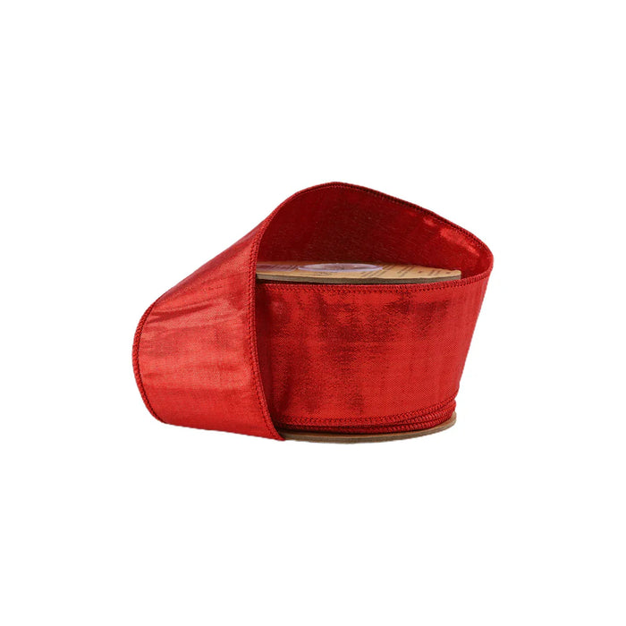 2.5" Red Metallic Dupioni Ribbon 9101W-250-63E