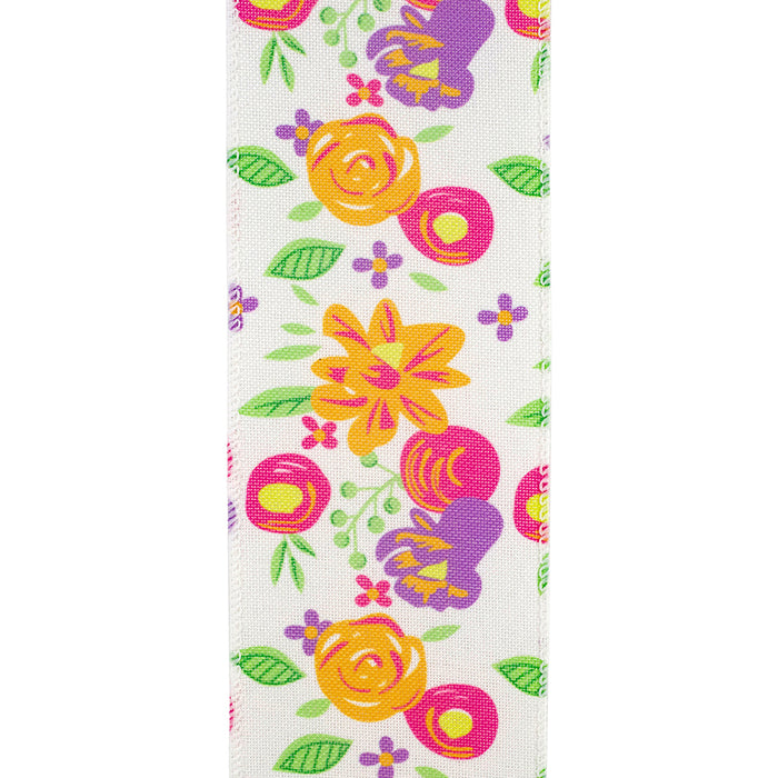 2.5" by 10 Yard Sahara Floral Wired Edge Ribbon  94110W-030-40F