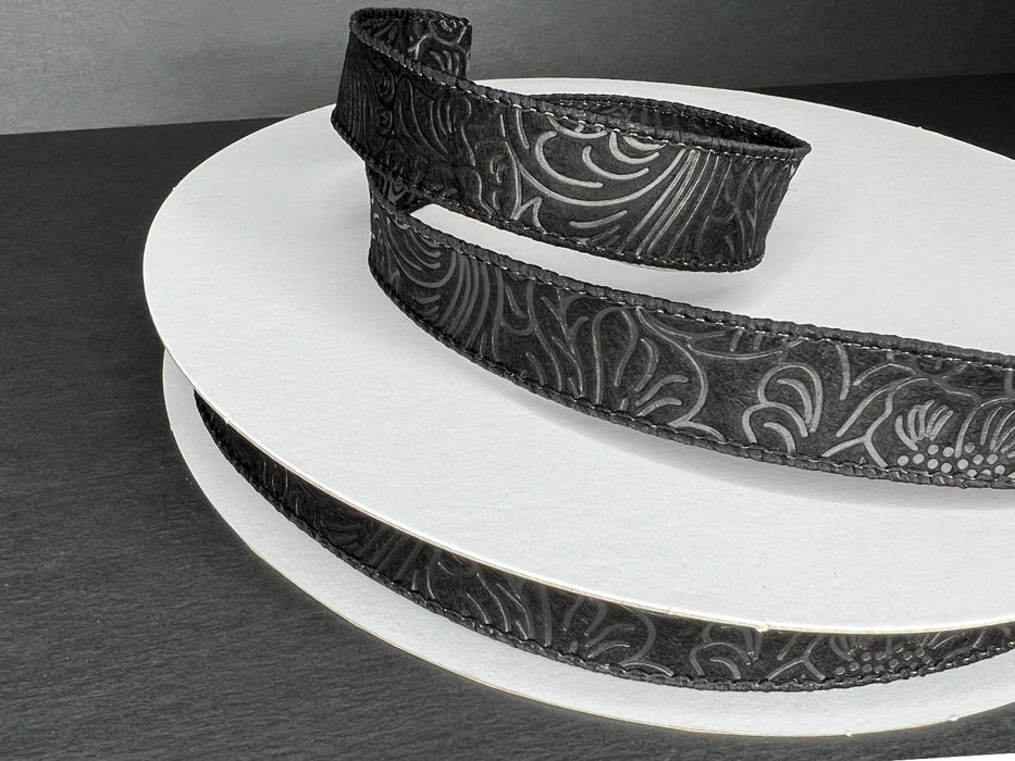 7/8"X50Y  Black Flower Embossed Ribbon 984205-21C