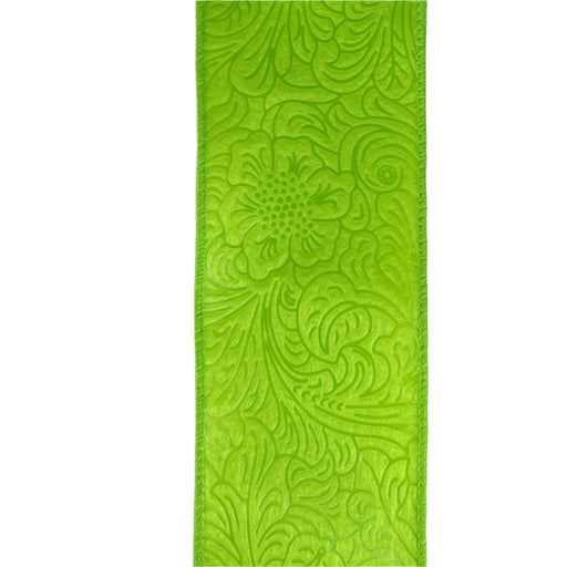 2.5"X10Y (42466-40-09) Lime Flower Embossed Ribbon 984240-09