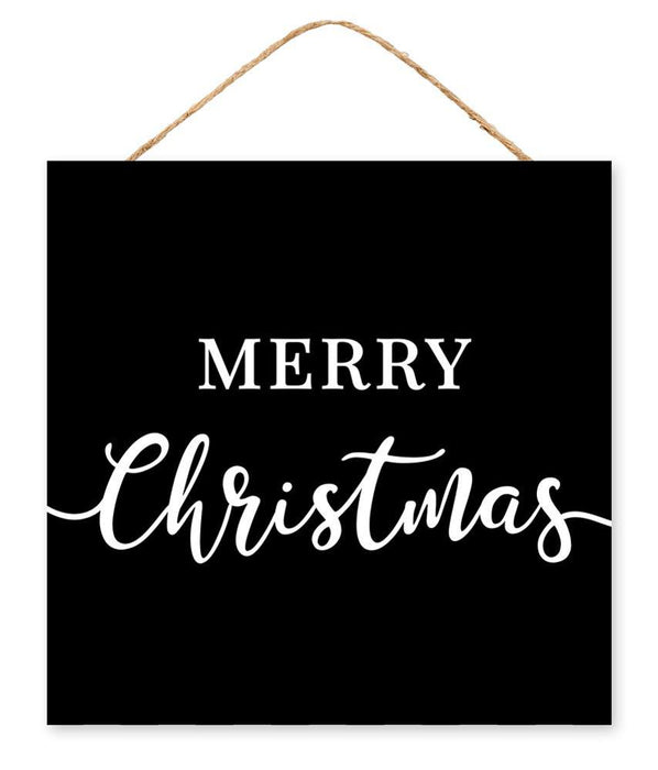 10"Sq Merry Christmas Sign Black/White AP7244