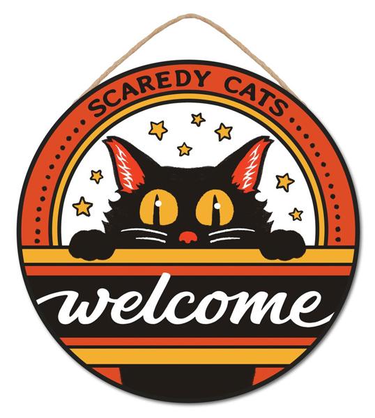 10.5"Dia Scaredy Cats Welcome Orange/Yellow/Charcoal/White AP7301