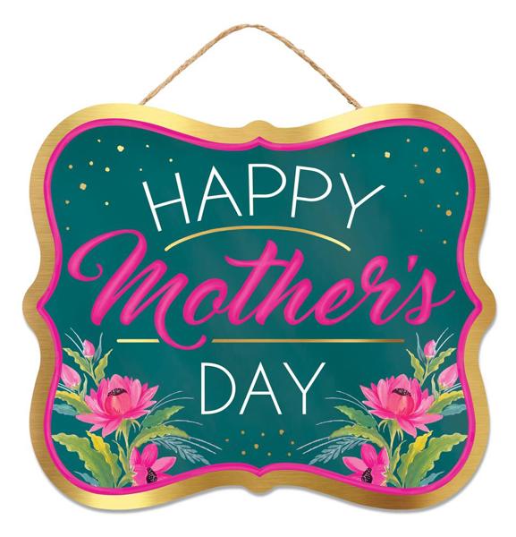 10.5" L by 9" Teal/Red/Pink/White/Black Happy Mother'S Day Sign AP8609