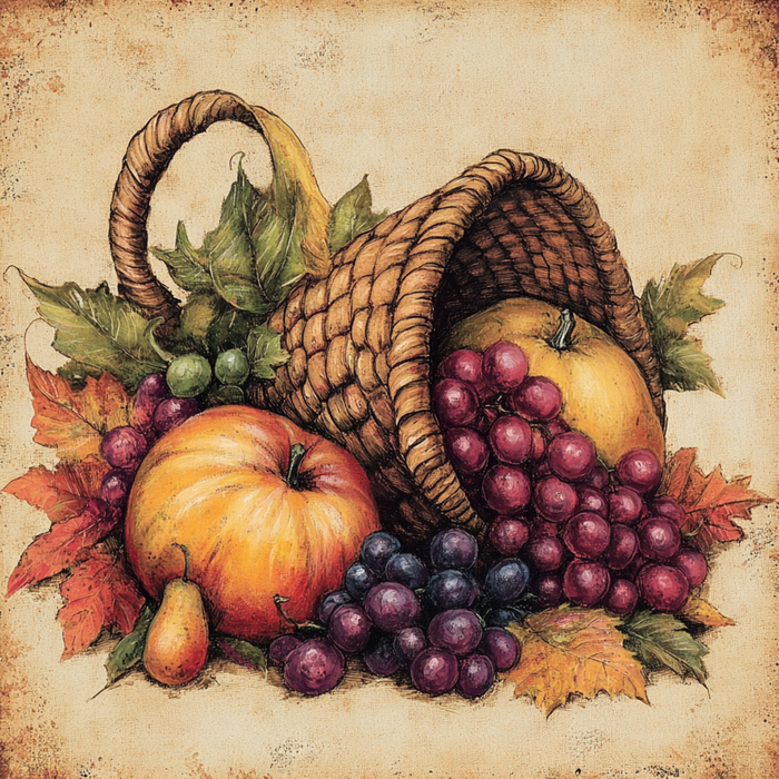 10" x 10" Fall Cornucopia Sign TTE-036