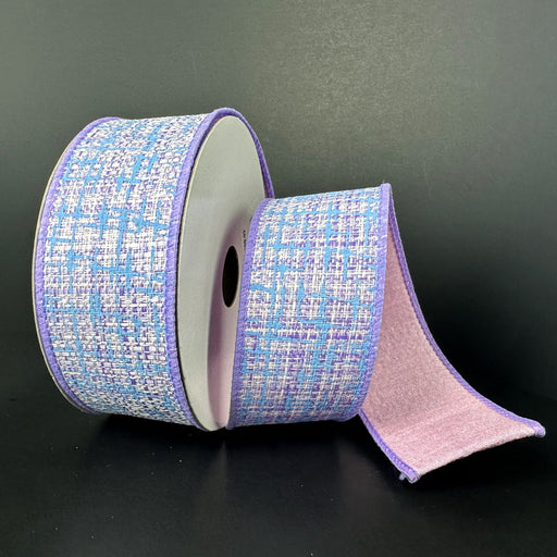 1.5"X10Y Lavender Blue Pink  Double Sided Tweed Dupioni Ribbon D42511-09-03