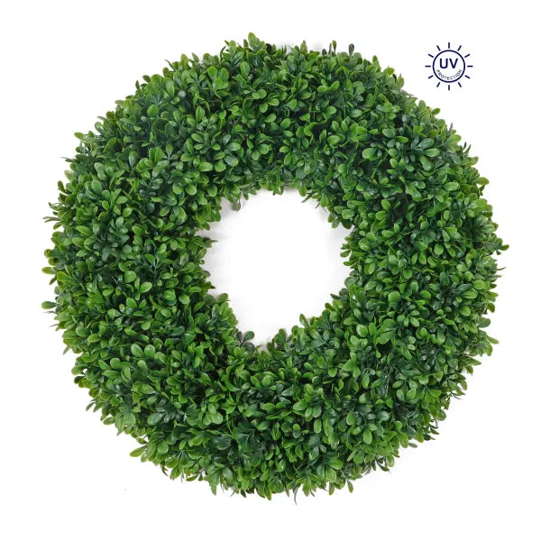 22" Round Artificial Boxwood Wreath UV Protected E6624993