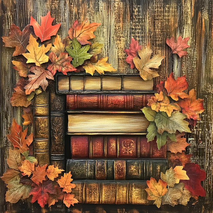 10" x 10" Fall Leaves & Books Sign TTE-056