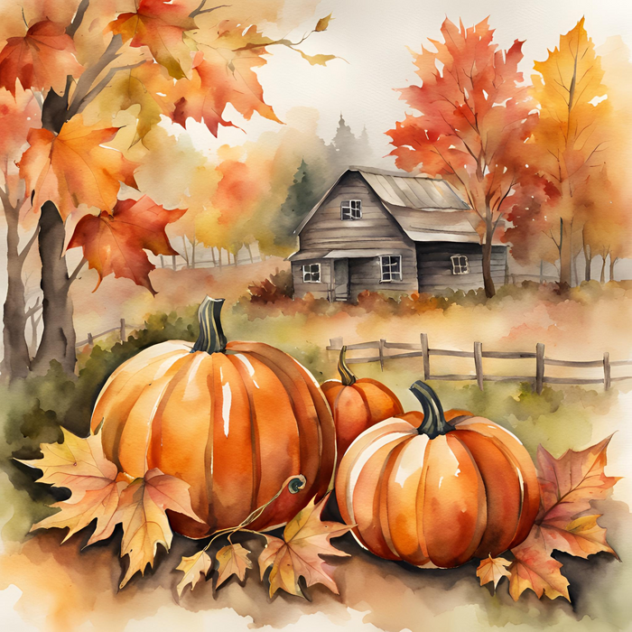 Trendy Tree Fall Pumpkins & House Square Metal Sign TT-190