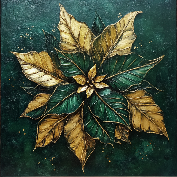 10" x 10" Hunter Green & Gold Poinsettia Sign TTE-061