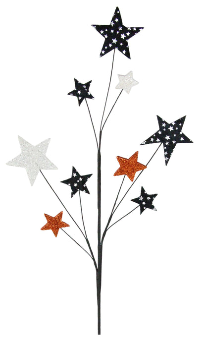 32"L Glitter Star Fabric Spray Black/Silver/Orange HH128820