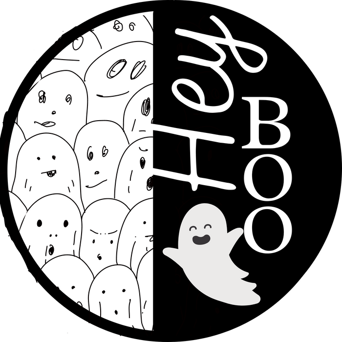 10" Trendy Tree Hey Boo Round Metal Sign TT-034