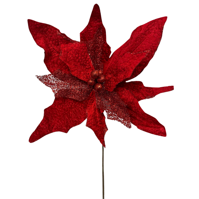 20" Diameter Red Super Jumbo Velvet Poinsettia  ISB67312