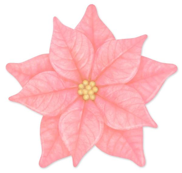 12" Diameter Pink/Lt Yellow Metal Poinsettia Sign W/Hanger MD101015