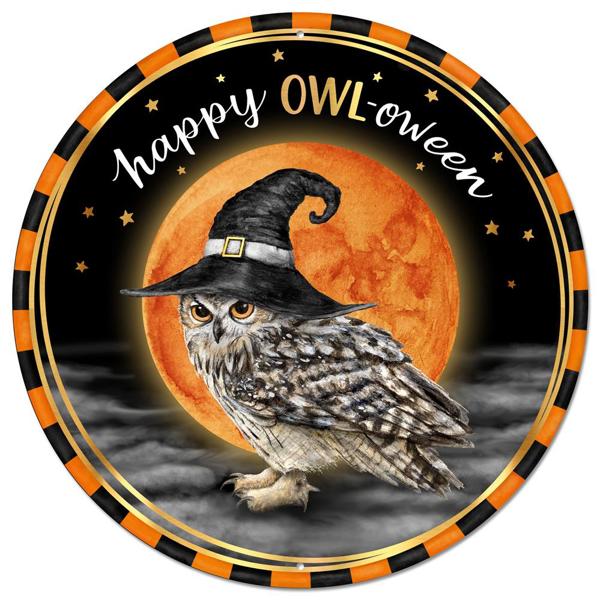 12"Dia Happy Owl-Oween Sign Multi Halloween MD1161