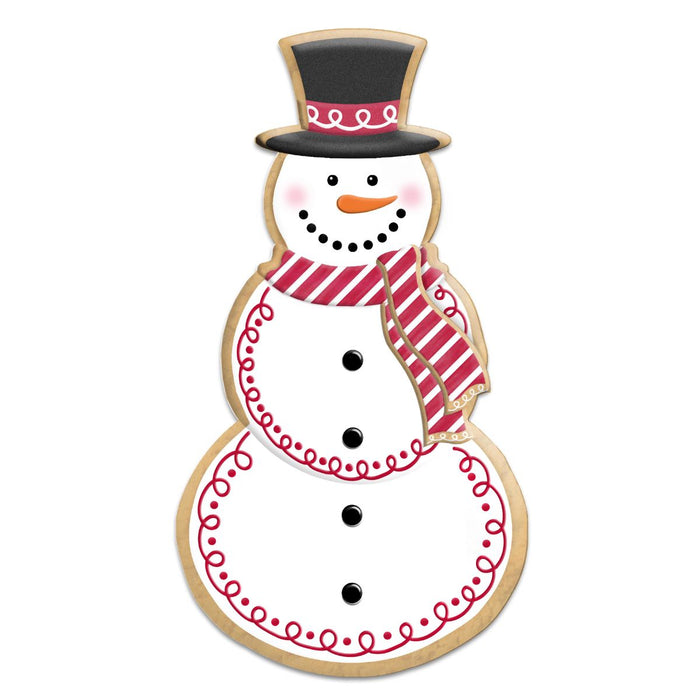 MD1494C1-metal-snowman-cookie-sign red striped scarf black hat