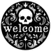 MD149547 metal welcome skull halloween sign black, white grey