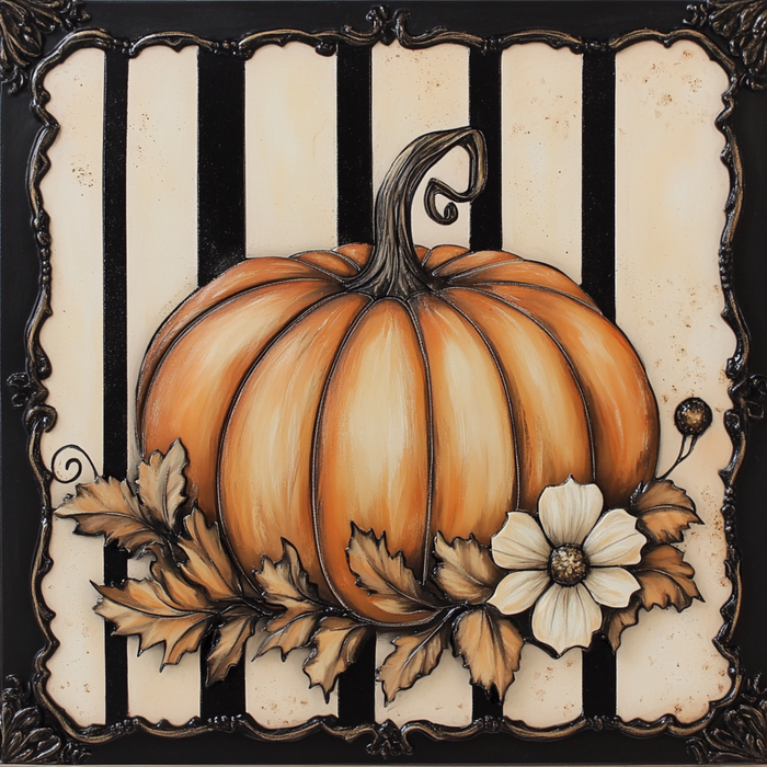 10" x 10" Elegant Orange Pumpkin Sign TTE-073