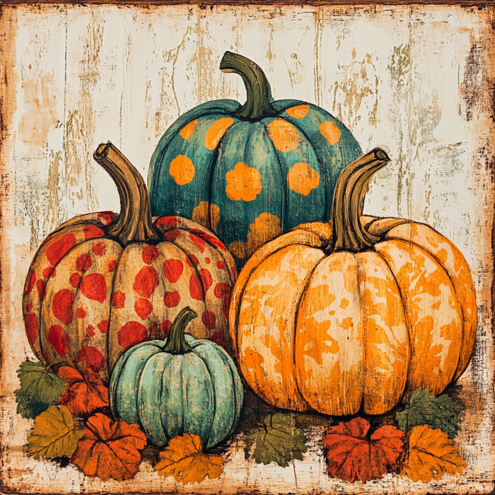 10" x 10" Fall Patterned Pumpkins Sign TTE-076