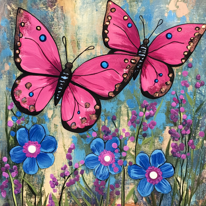 10" x 10" Pink Butterflies Sign TTE-212