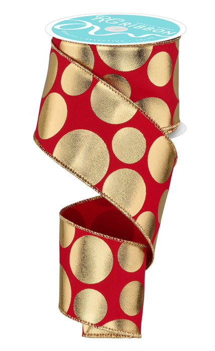 2.5"X10Yd Gold 3 Size Multi Dots Red/Gold RGF113624