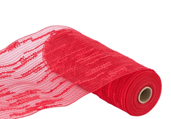 10.25" X 10Yd Red Random Double Drift Mesh  RY812124