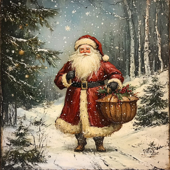 10" x 10" Rustic Standing Santa Claus Sign TTE-082