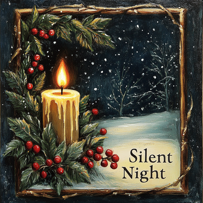 10" x 10" Black Silent Night Christmas Sign TTE-046